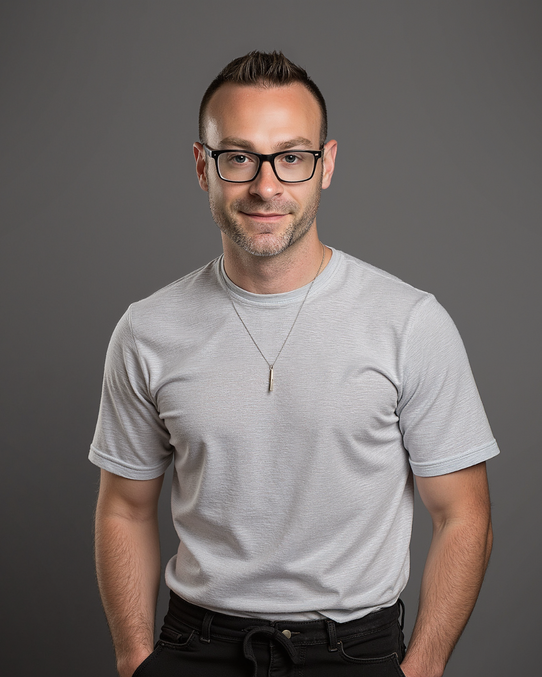 Studio portrait of hypnotist Dan Candell